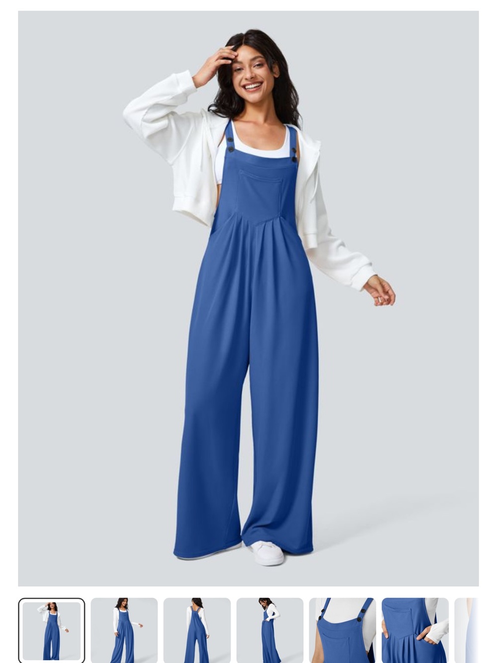 Halara Royal Blue Wide-Leg Overalls